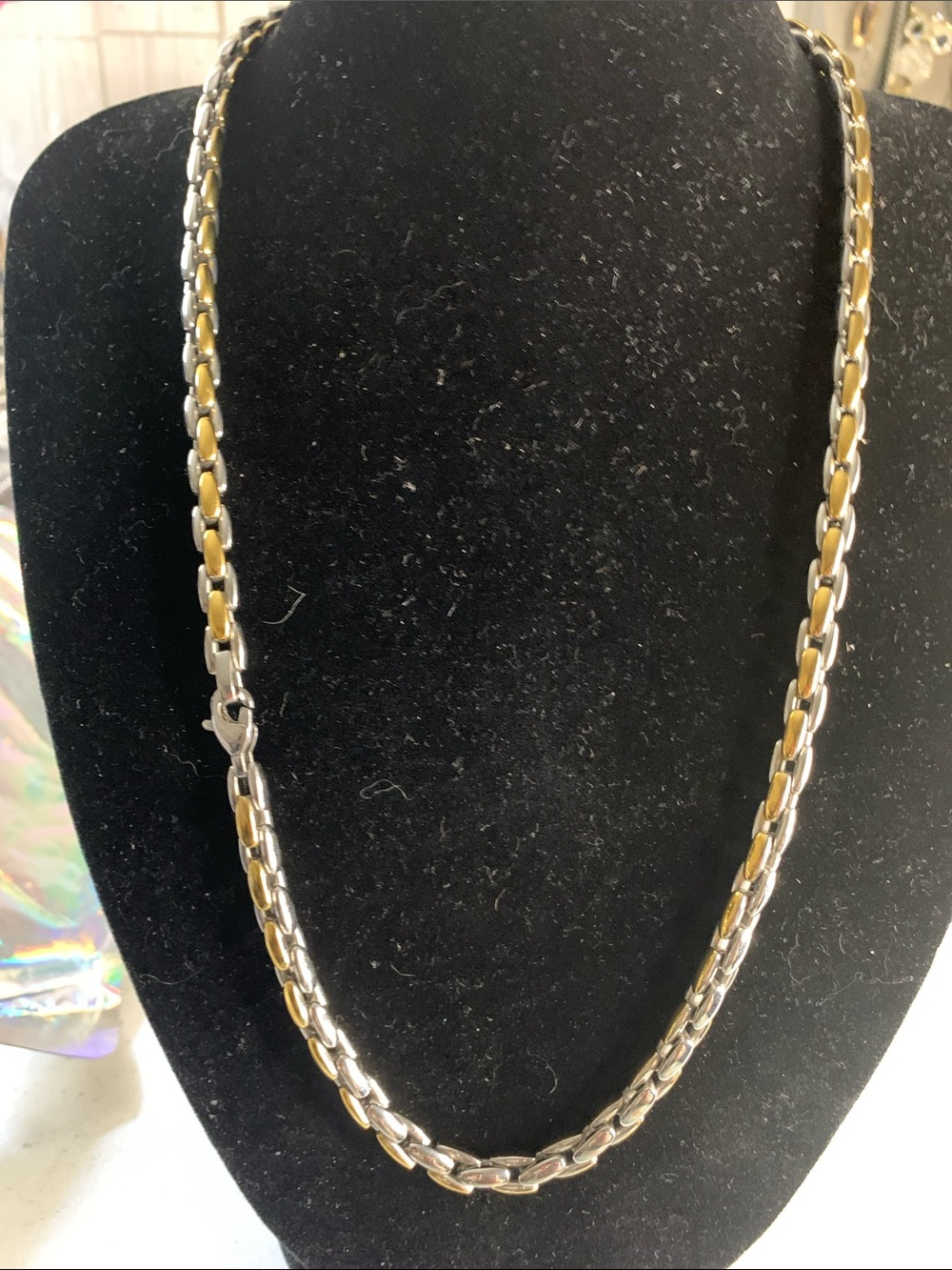 Two-Tone Gold Plated and Silver Link Stainless Steel Necklace - Men’s Jewelry